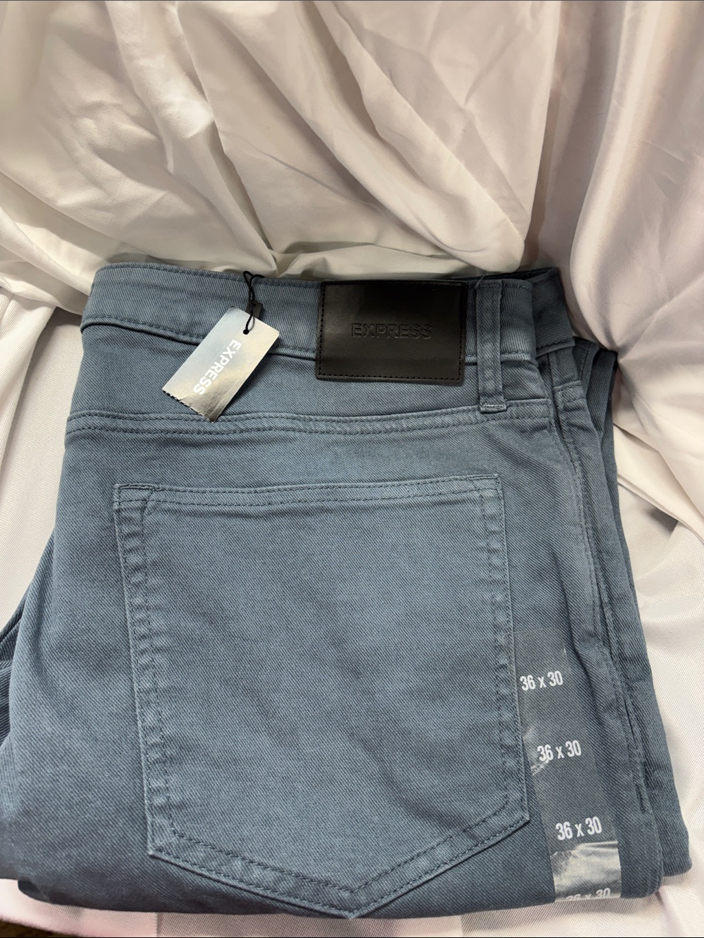 Express Slim Hyper Stretch Blue Grey 5 Pocket Jeans Size 36x30 Nwt